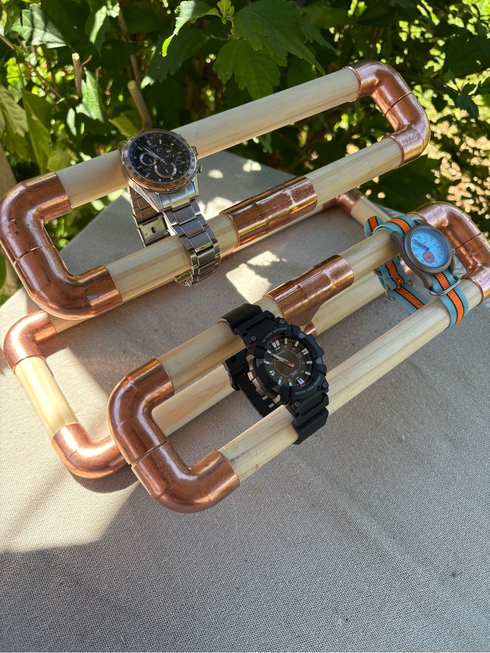 Handcrafted Copper & Wood Watch Stand